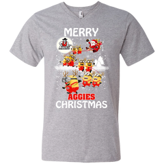 New Mexico State Aggies Ugly Christmas Sweaters Minions Santa Claus Merry Christmas Men's V-Neck T-Shirt - The White Eagles