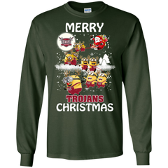Troy Trojans Ugly Christmas Sweaters Minions Santa Claus Merry Christmas LS Cotton T-Shirt - The White Eagles