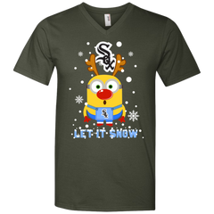 Minion Chicago White Sox  Ugly Christmas Sweaters Let It Snow Men's V-Neck T-Shirt - The White Eagles