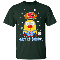 Minion Calgary Flames Ugly Christmas Sweaters Let It Snow Cotton T-Shirt - The White Eagles