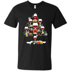 Christmas Is Coming Wine Santa Claus Ugly Christmas Sweater Men's V-Neck T-Shirt - The White Eagles