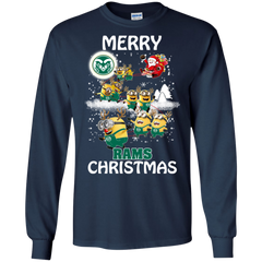 Colorado State Rams Ugly Christmas Sweaters Minions Santa Claus Merry Christmas LS Cotton T-Shirt - The White Eagles