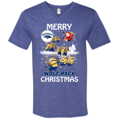 Nevada Wolf Pack Ugly Christmas Sweaters Minions Santa Claus Merry Christmas Men's V-Neck T-Shirt - The White Eagles