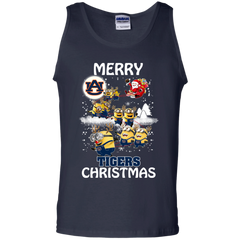 Auburn Tigers Ugly Christmas Sweaters Minions Santa Claus Merry Christmas Tank Top - The White Eagles