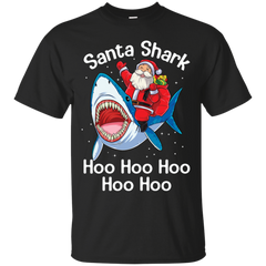 Santa Shark Hoo Hoo Hoo Hoo Hoo Christmas Ugly Christmas Sweater Cotton T-Shirt - The White Eagles