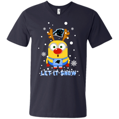 Minion Carolina Panthers Ugly Christmas Sweaters Let It Snow Men's V-Neck T-Shirt - The White Eagles