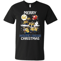 California Golden Bears T Shirts Minions Santa Claus Merry Christmas Men's V-Neck T-Shirt - The White Eagles
