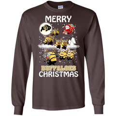 Colorado Buffaloes Ugly Christmas Sweaters Minions Santa Claus Merry Christmas LS Cotton T-Shirt - The White Eagles