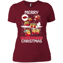 Arkansas Razorback T Shirts Minions Santa Claus Merry Christmas Ladies' Shirt - The White Eagles