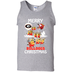 Georgia Bulldogs Ugly Christmas Sweaters Minions Santa Claus Merry Christmas Tank Top - The White Eagles