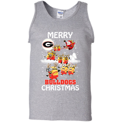 Georgia Bulldogs Ugly Christmas Sweaters Minions Santa Claus Merry Christmas Tank Top - The White Eagles