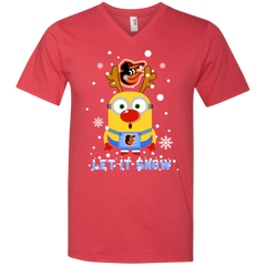 Minion Baltimore Orioles  Ugly Christmas Sweaters Let It Snow Men's V-Neck T-Shirt - The White Eagles