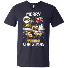 Missouri Tigers Ugly Christmas Sweaters Minions Santa Claus Merry Christmas Men's V-Neck T-Shirt - The White Eagles
