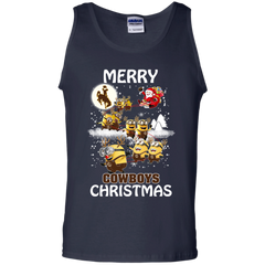 Wyoming Cowboys Ugly Christmas Sweaters Minions Santa Claus Merry Christmas Tank Top - The White Eagles
