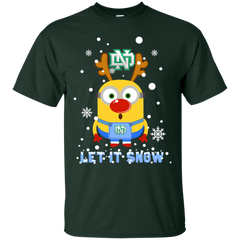 Minion North Dakota Fighting Hawks Ugly Christmas Sweaters Let It Snow Cotton T-Shirt - The White Eagles