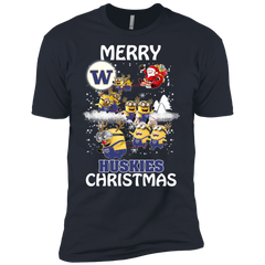 Washington Huskies Ugly Christmas Sweaters Minions Santa Claus Merry Christmas Men's Sleeve Shirt - The White Eagles