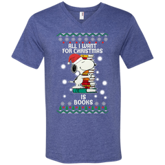 All I Want For Christmas Is Books Snoopy The Peanuts Movie Men's V-Neck T-Shirt - The White Eagles