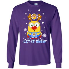 Minion Los Angeles Lakers Ugly Christmas Sweaters Let It Snow LS Cotton T-Shirt - The White Eagles