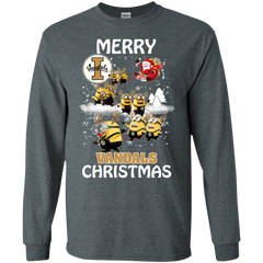 Idaho Vandals Ugly Christmas Sweaters Minions Santa Claus Merry Christmas LS Cotton T-Shirt - The White Eagles