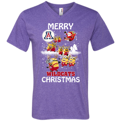 Arizona Wildcats T Shirts Minions Santa Claus Merry Christmas Men's V-Neck T-Shirt - The White Eagles