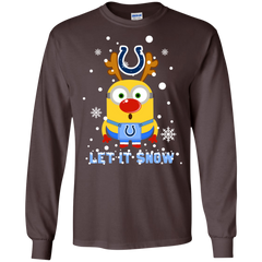 Minion Indianapolis Colts Ugly Christmas Sweaters Let It Snow LS Cotton T-Shirt - The White Eagles