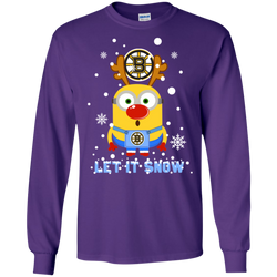 Minion Boston Bruins Ugly Christmas Sweaters Let It Snow LS Cotton T-Shirt - The White Eagles