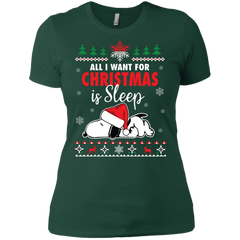 All I Want For Christmas Is Sleep Snoopy The Peanuts Movie Ladies' Shirt - The White Eagles
