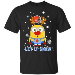 Minion Cleveland Browns Ugly Christmas Sweaters Let It Snow Cotton T-Shirt - The White Eagles