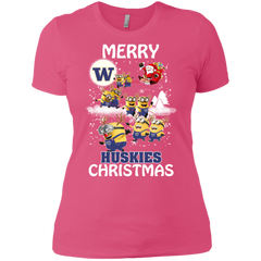 Washington Huskies Ugly Christmas Sweaters Minions Santa Claus Merry Christmas Ladies' Shirt - The White Eagles
