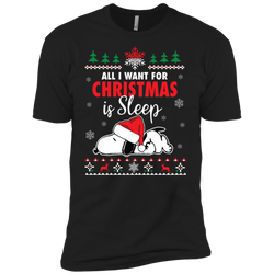All I Want For Christmas Is Sleep Snoopy The Peanuts Movie Men's Sleeve Shirt - The White Eagles