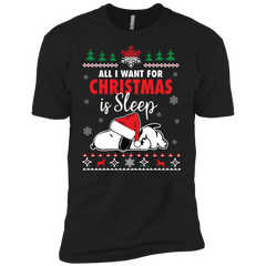 All I Want For Christmas Is Sleep Snoopy The Peanuts Movie Men's Sleeve Shirt - The White Eagles