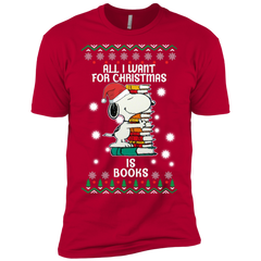 All I Want For Christmas Is Books Snoopy The Peanuts Movie Men's Sleeve Shirt - The White Eagles