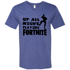 Fortnite Up All Night Playing Fortnite Men's V-Neck T-Shirt - The White Eagles