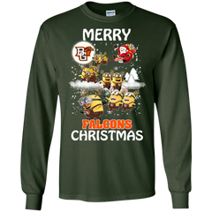 Bowling Green Falcons Ugly Christmas Sweaters Minions Santa Claus Merry Christmas LS Cotton T-Shirt - The White Eagles