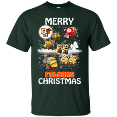 Bowling Green Falcons Ugly Christmas Sweaters Minions Santa Claus Merry Christmas Cotton T-Shirt - The White Eagles