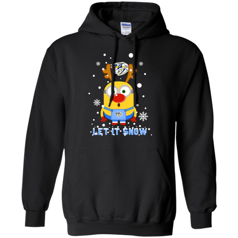 Minion Nashville Predators Ugly Christmas Sweaters Let It Snow Hoodie - The White Eagles
