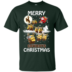 Wyoming Cowboys Ugly Christmas Sweaters Minions Santa Claus Merry Christmas Cotton T-Shirt - The White Eagles