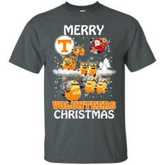 Tennessee Volunteers Ugly Christmas Sweaters Minions Santa Claus Merry Christmas Cotton T-Shirt - The White Eagles