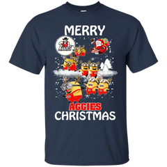 New Mexico State Aggies Ugly Christmas Sweaters Minions Santa Claus Merry Christmas Cotton T-Shirt - The White Eagles