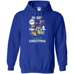 Georgia Southern Eagles Ugly Christmas Sweaters Minions Santa Claus Merry Christmas Hoodie - The White Eagles