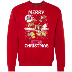 Utah Utes Ugly Christmas Sweaters Minions Santa Claus Merry Christmas Sweatshirt - The White Eagles