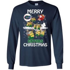 Florida Gators Ugly Christmas Sweaters Minions Santa Claus Merry Christmas LS Cotton T-Shirt - The White Eagles