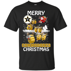 Vanderbilt Commodores Ugly Christmas Sweaters Minions Santa Claus Merry Christmas Cotton T-Shirt - The White Eagles