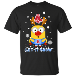 Minion Boston Red Sox  Ugly Christmas Sweaters Let It Snow Cotton T-Shirt - The White Eagles