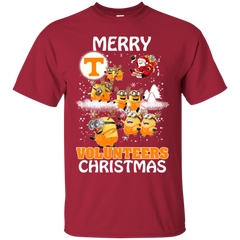 Tennessee Volunteers Ugly Christmas Sweaters Minions Santa Claus Merry Christmas Cotton T-Shirt - The White Eagles