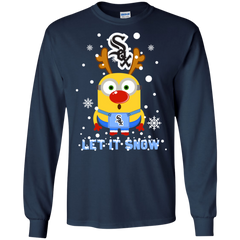 Minion Chicago White Sox  Ugly Christmas Sweaters Let It Snow LS Cotton T-Shirt - The White Eagles