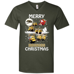 Western Michigan Broncos Ugly Christmas Sweaters Minions Santa Claus Merry Christmas Men's V-Neck T-Shirt - The White Eagles