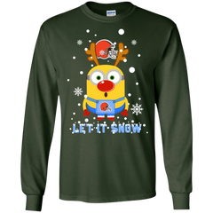 Minion Cleveland Browns Ugly Christmas Sweaters Let It Snow LS Cotton T-Shirt - The White Eagles
