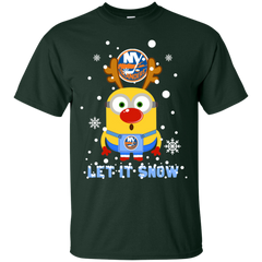 Minion New York Islanders Ugly Christmas Sweaters Let It Snow Cotton T-Shirt - The White Eagles