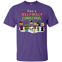 Have A Jolly Holly Christmas The Peanuts Movie Snoopy Charlie Brown Woodstock Cotton T-Shirt - The White Eagles